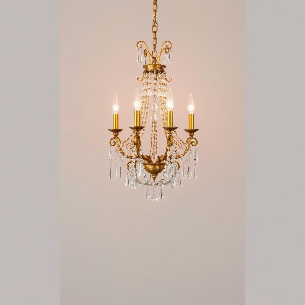 Gilt Bronze and Crystal Chandelier